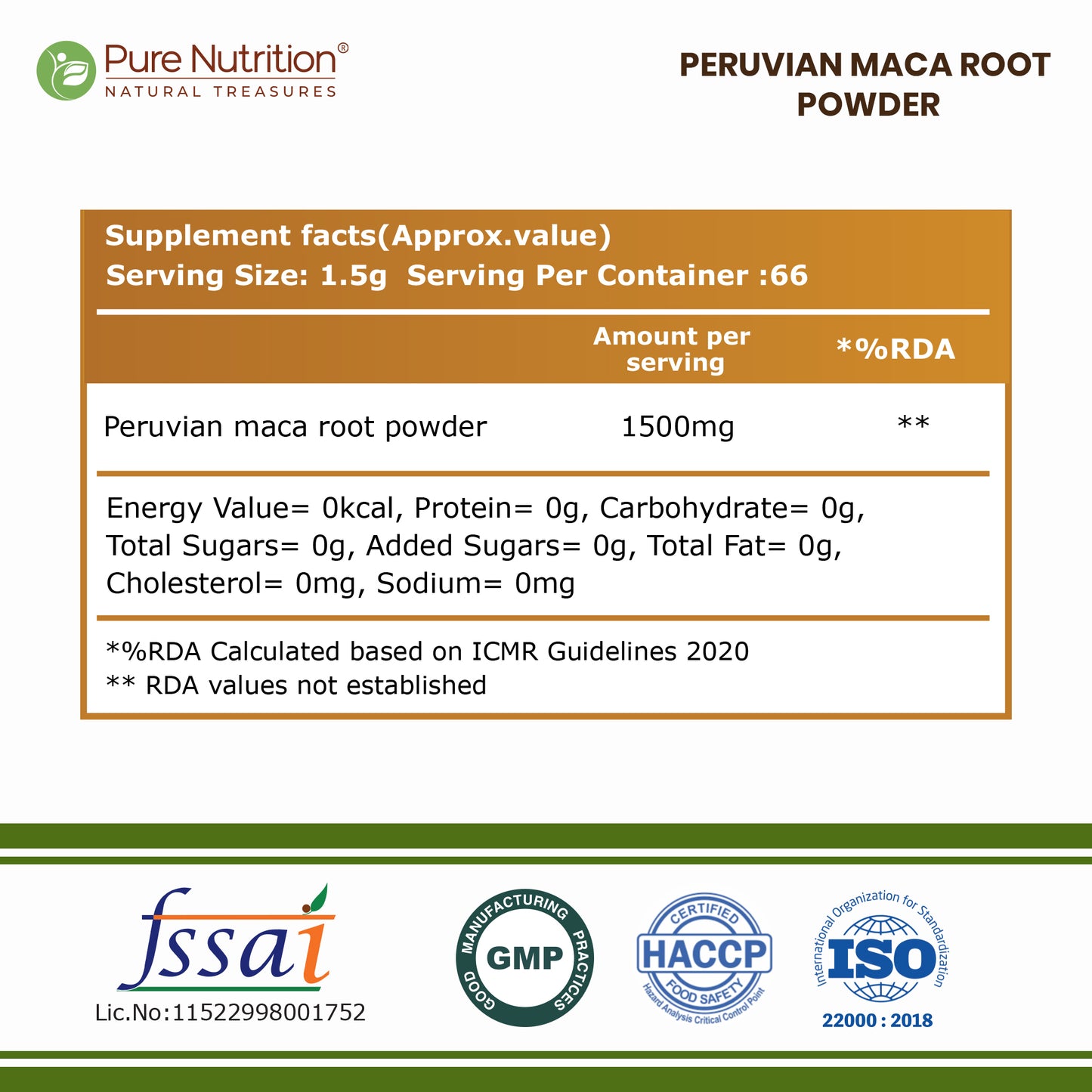 Peruvian Maca Root Powder | 100g Adaptogenic Superfood Powder