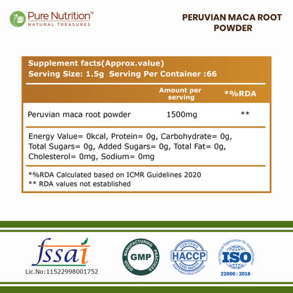 Peruvian Maca Root Powder | 100g Adaptogenic Superfood Powder