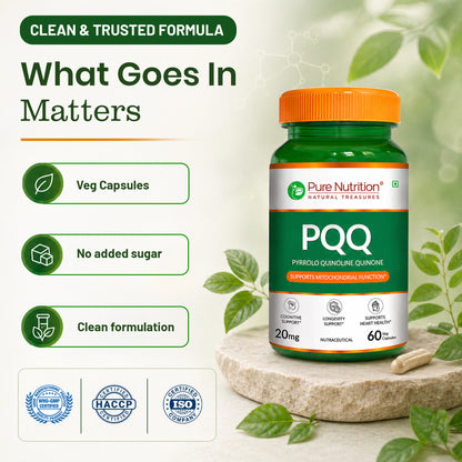Pure Nutrition PQQ – 60 Veg Capsules | Pyrroloquinoline Quinone Supplement