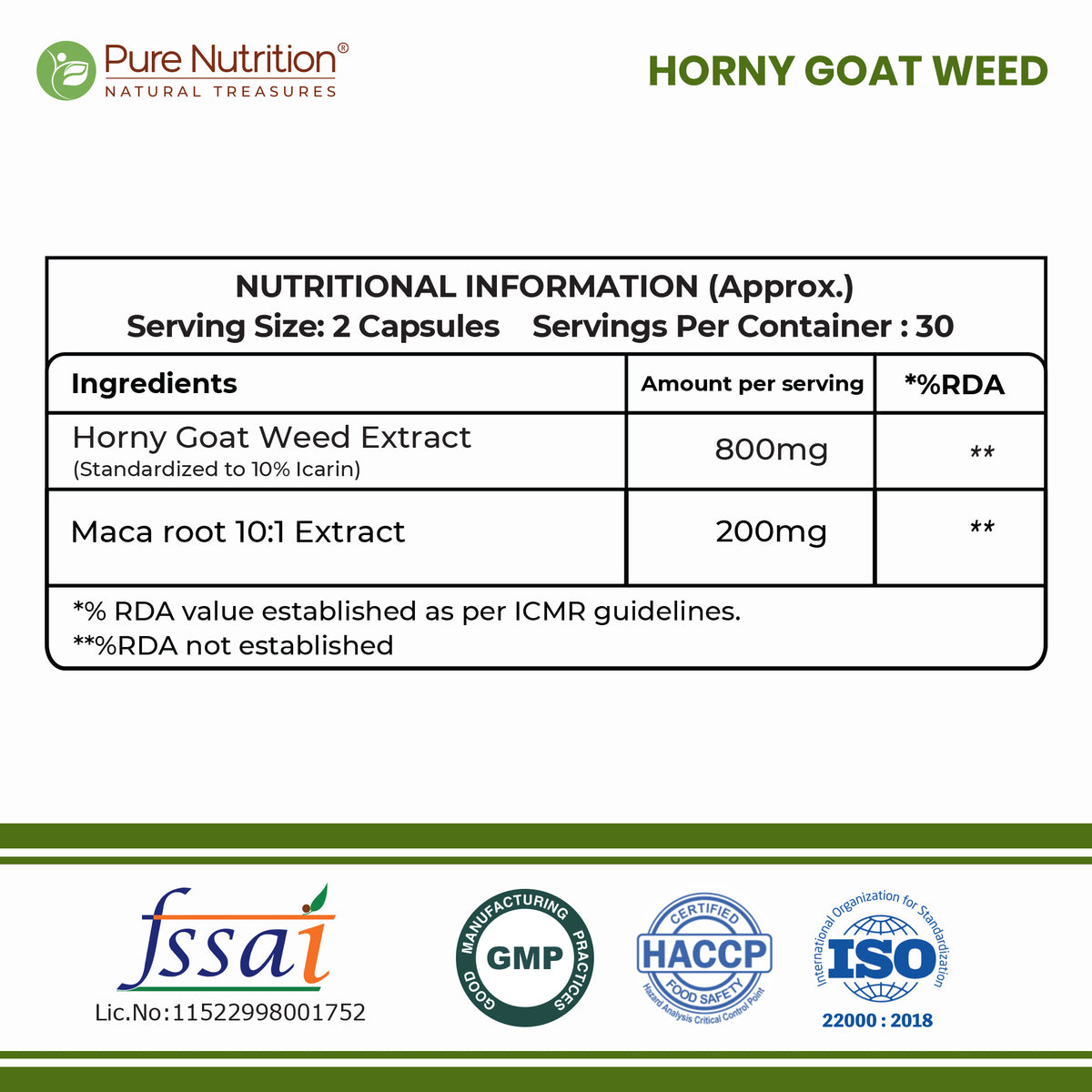 Horny Goat Weed with Maca Root  Herbal Vitality & Wellness Supplement| 60 Capsules | 1000mg