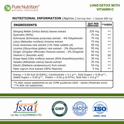 Lung Detox Capsules Vitamin C & Grape Seed Extract | 60 Veg Caps