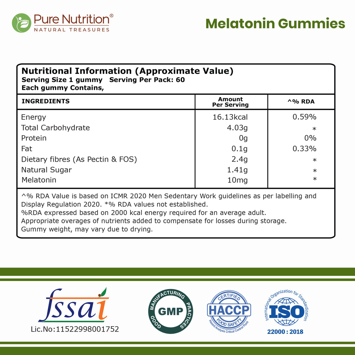 Melatonin Sleep Gummies 10mg | 60 Blueberry Flavour Gummies | Adult Supplement