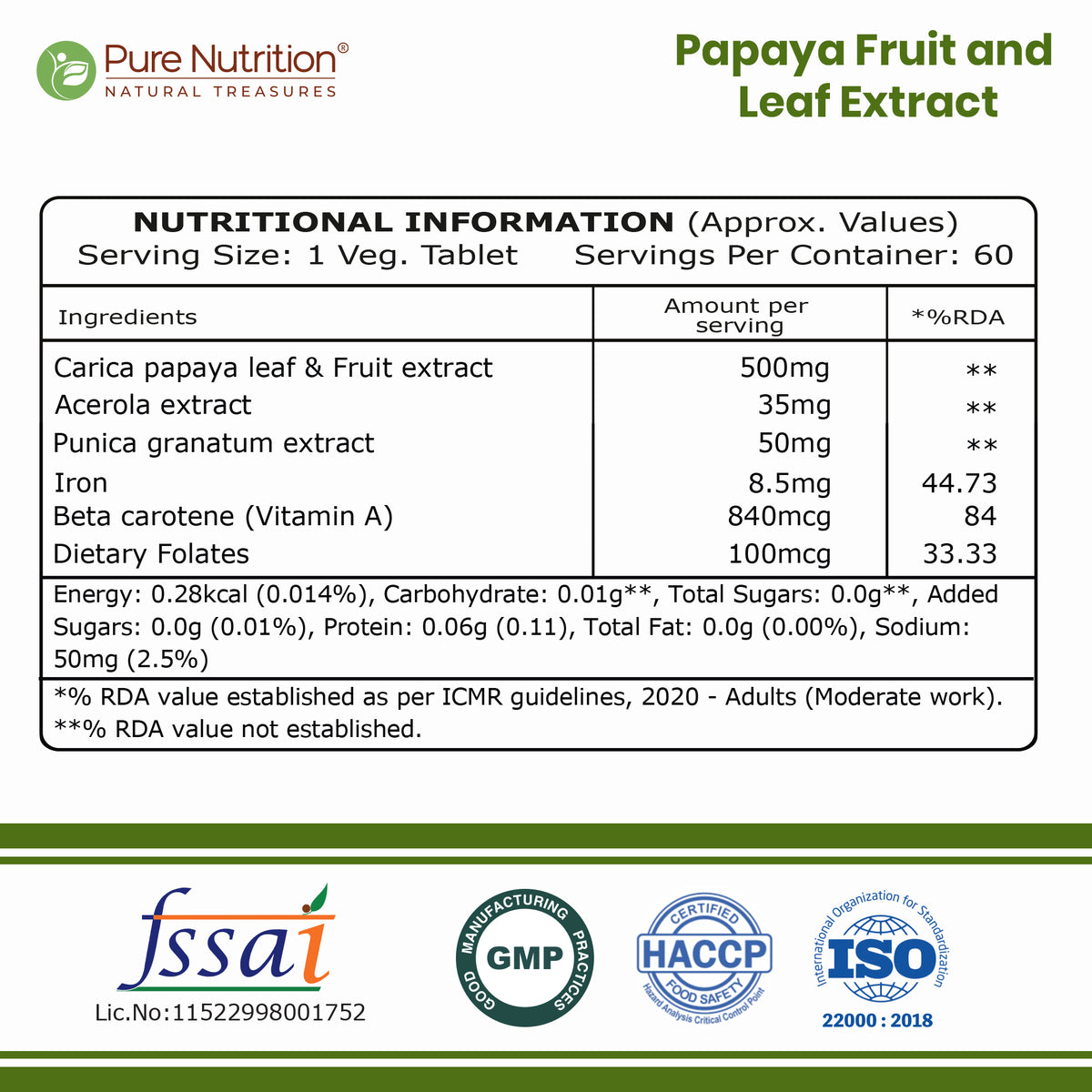 Papaya Leaf and Fruit  Extract Tablets  Boost Immunity & Platelet Count Naturally
