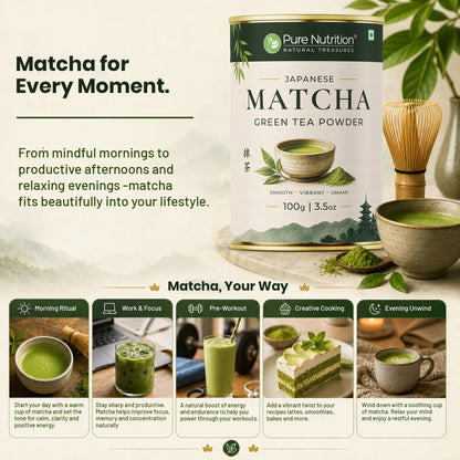 Japanese Matcha Green Tea Powder 100g | Premium Matcha from Japan | Finely Ground Green Tea Powder for Tea, Latte & Smoothies