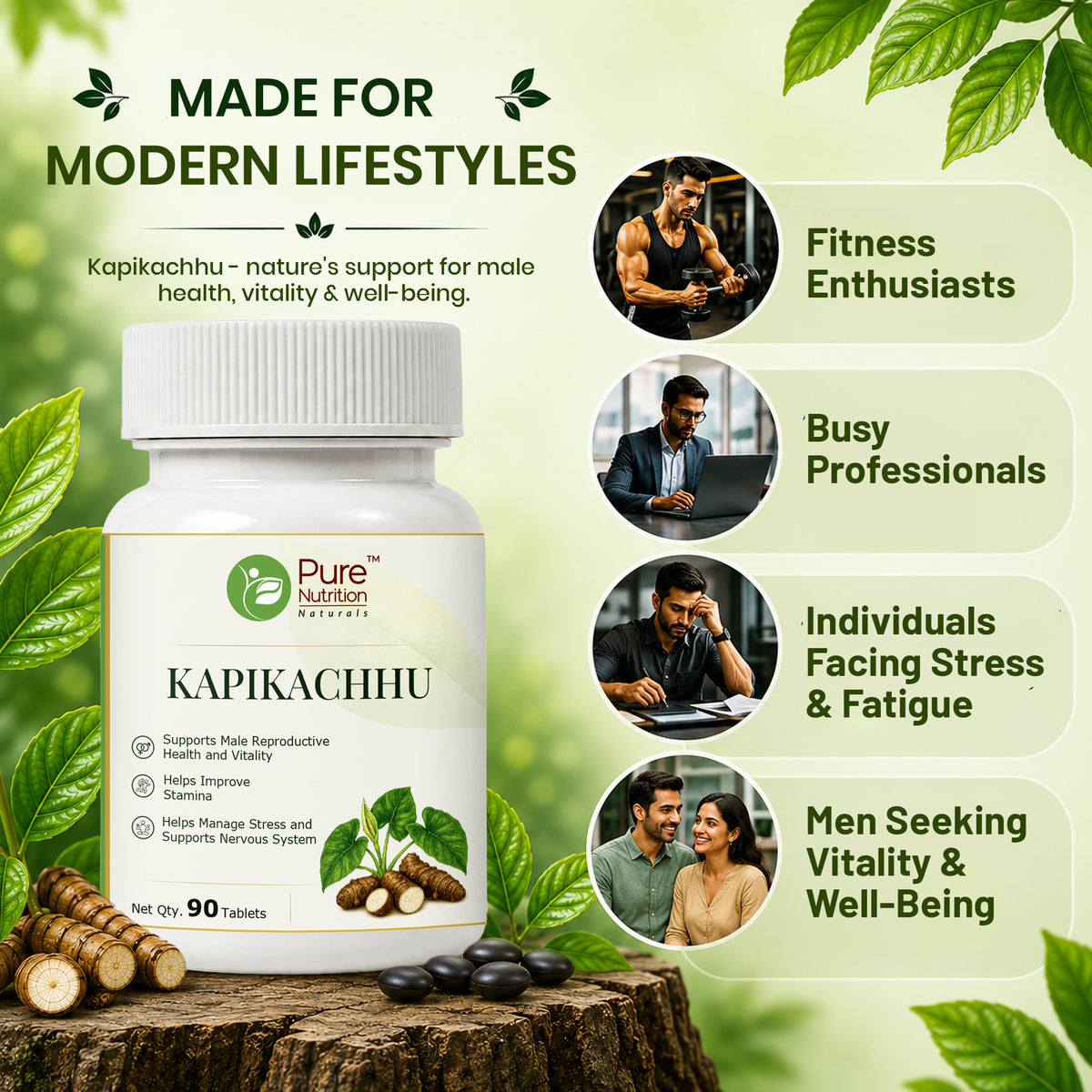 Pure Nutrition Kapikachhu Tablets | Ayurvedic Vitality & Wellness Support | Mucuna Pruriens Extract 