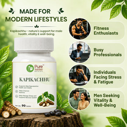 Pure Nutrition Kapikachhu Tablets | Ayurvedic Vitality & Wellness Support | Mucuna Pruriens Extract 