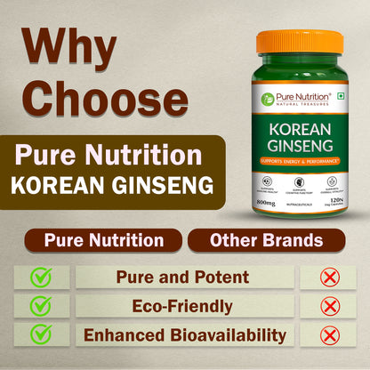 Pure Nutrition Korean Ginseng – 120 Veg Capsules