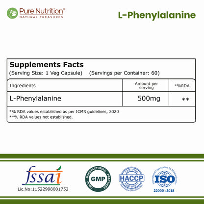 L-Phenylalanine 500 mg | 60 Vegetarian Capsules
