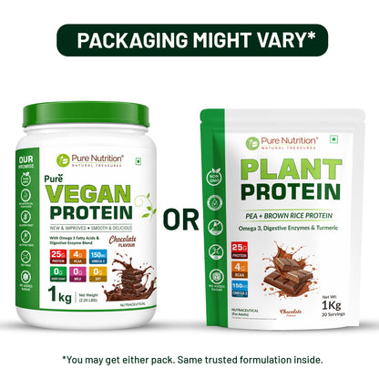 Plant-Based Vegan Protein Powder Chocolate 1kg | BCAAs & Digestive Enzymes