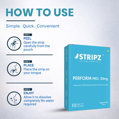 Stripz Perform Pro Oral Strips (Tadalafil IP 20 mg) | Peppermint Flavour