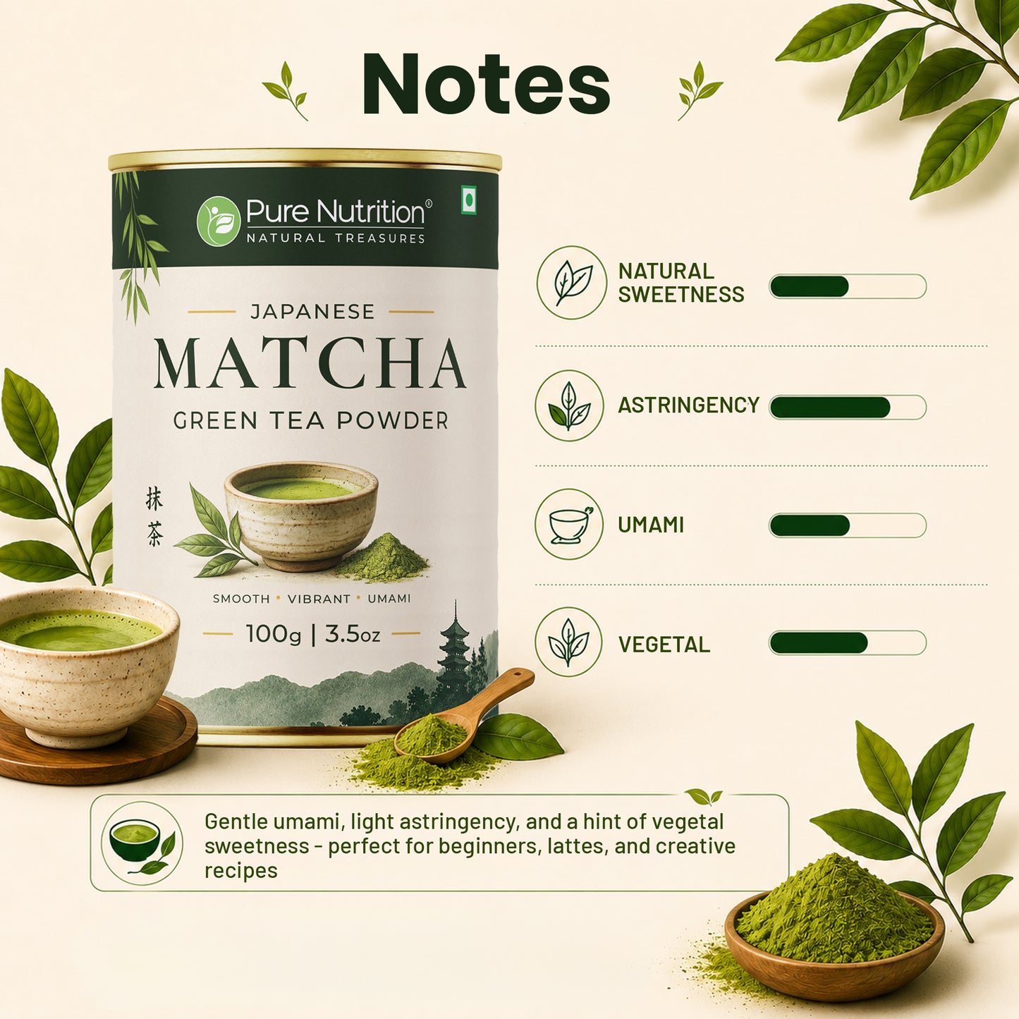Japanese Matcha Green Tea Powder 100g | Premium Matcha from Japan | Finely Ground Green Tea Powder for Tea, Latte & Smoothies