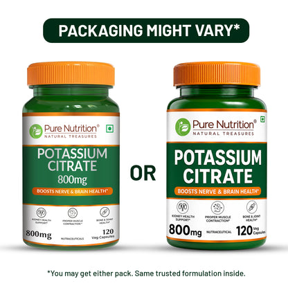 Potassium Citrate 800mg  Nerve, Kidney & Bone Health | 120 Veg Capsules