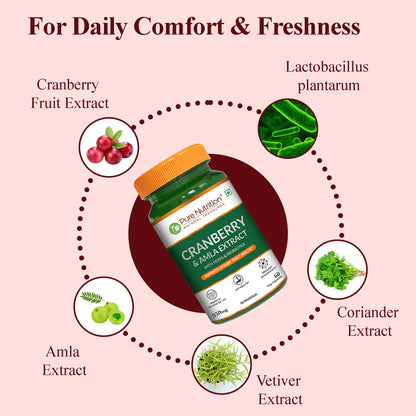 Cranberry and Amla Extract Capsules with Herbs & Probiotics – 60 Veg Capsules