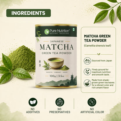 Japanese Matcha Green Tea Powder 100g | Premium Matcha from Japan | Finely Ground Green Tea Powder for Tea, Latte & Smoothies