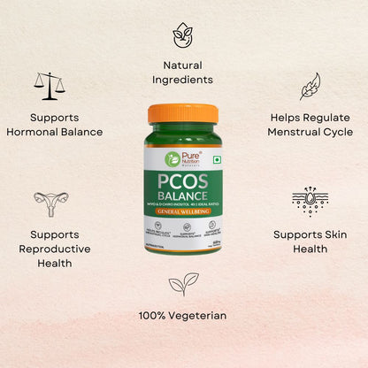 PCOS Balance Supplement for Women - 60 Vegetarian Tablets, 40:1 Ratio 2000mg Myo-Inositol to 50mg D-Chiro-Inositol, Helps Regularise Periods, Supports Hormonal Balance & Weight Management