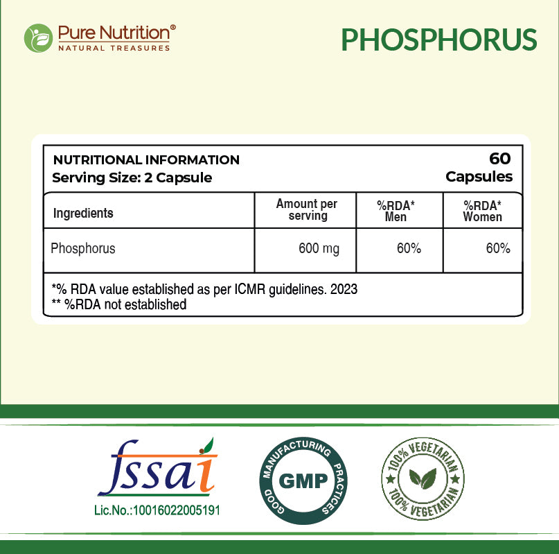Phosphorus 600 mg Veg Capsules