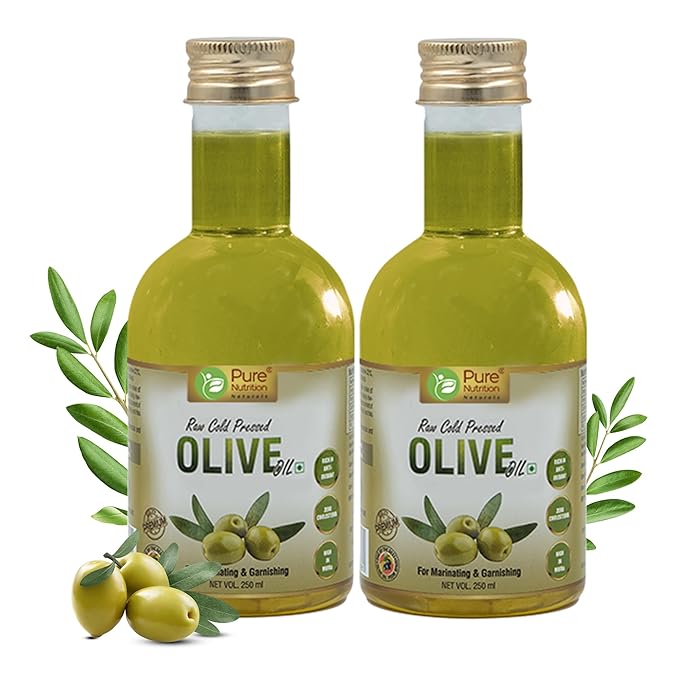 Pure Nutrition Raw Cold Pressed Virgin Olive Oil - 250ml | 100% Pure & Edible, Ideal for Dressing, Garnishing, and Skin & Hair Health