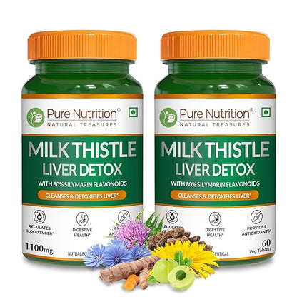 Liver Cleanse Supplements with Milk Thistle |Veg Tablets for Detox