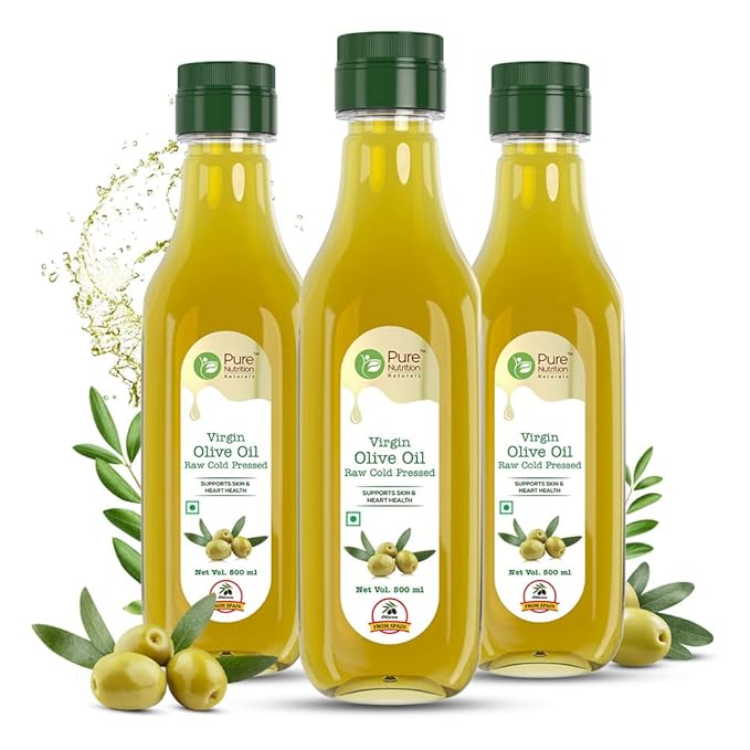 Virgin Olive Oil - 500ml Pet Bottle | Cold Pressed & Natural | Ideal for Cooking, Deep Frying, Salad Dressing, Garnishing, Baking, and Sautéing | Imported from Spain