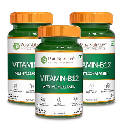 Vitamin B12 from Methylcobalamin - 60 Vegetarian Tablets | Supports Energy and Overall Wellness for Men and Women