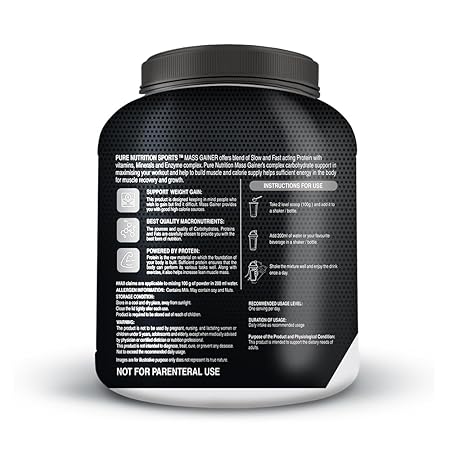 Pure Nutrition Mass Gainer 3Kg | Premium Whey, Carbohydrates, Creatine, Digestive Enzymes for Growth