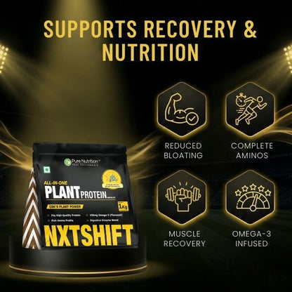 Pure Nutrition Plant Protein Powder with Pea & Brown Rice Protein | Chocolate Flavor  | 25g Protein per Serving