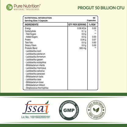 Probiotic – 50 Billion CFU | 14 Strains | 60 Veg Capsules