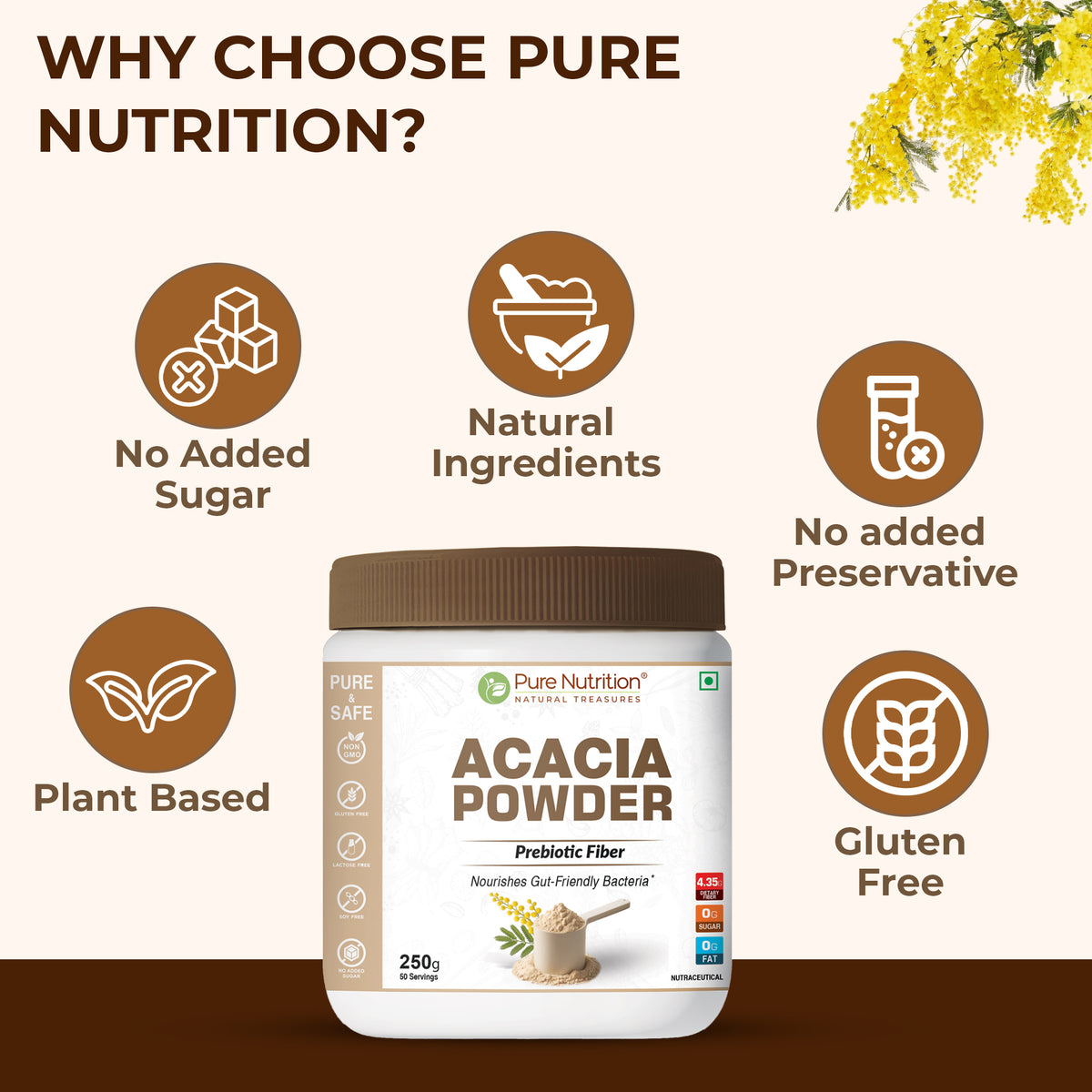 Pure Nutrition Acacia Powder made with natural, plant-based ingredients