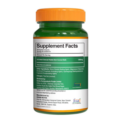 Pure Nutrition Activated Charcoal back label