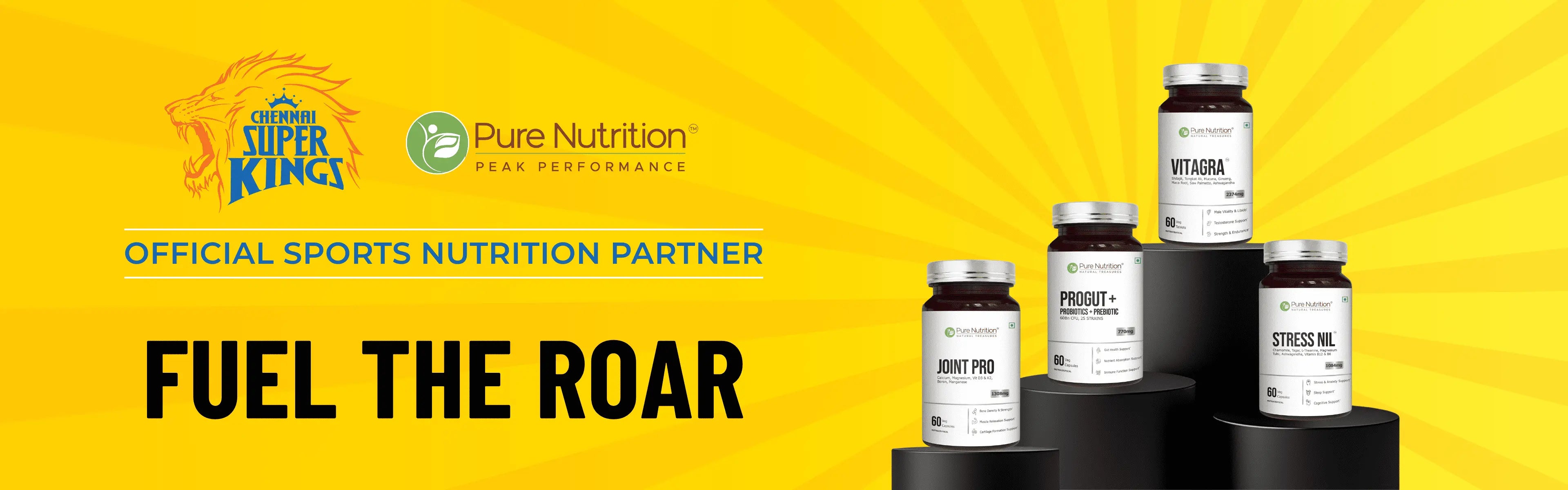 Pure Nutrition CSK Official Sports Nutrition Partner - Fuel The Roar - NXTShift Sports Supplements India