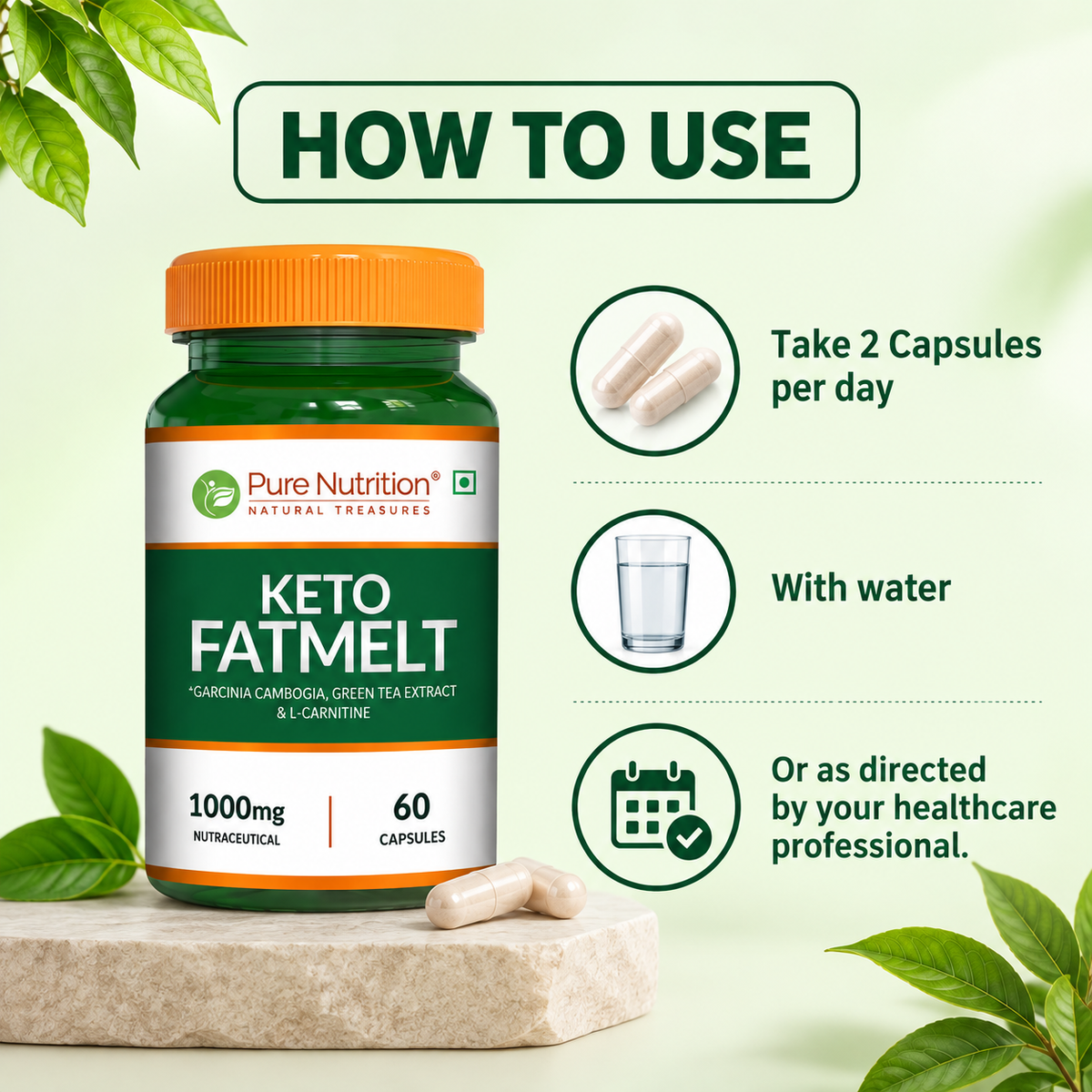 Pure Nutrition Keto Fatmelt capsules dosage and usage instructions