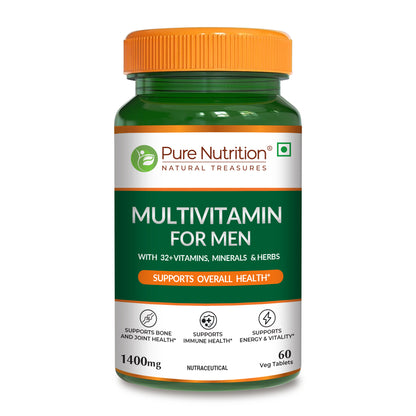 Pure Nutrition Multivitamin for Men with 32 vitamins, minerals and herbs, 60 vegetarian tablets.