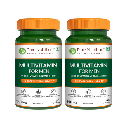 Pack of two Pure Nutrition Multivitamin for Men bottles with 32 vitamins, minerals and herbs.