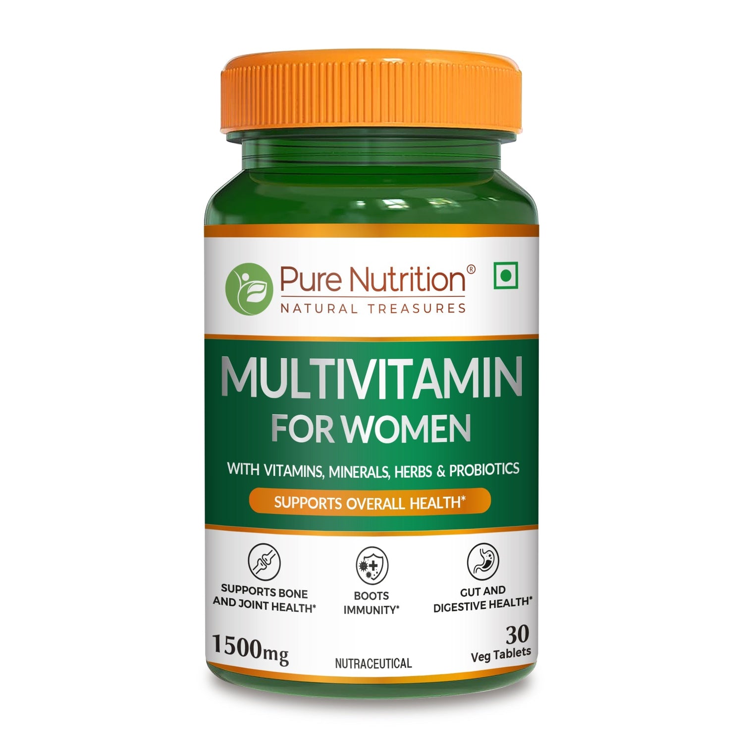 Pure Nutrition Multivitamin for Women with vitamins, minerals, herbs and probiotics, 30 veg tablets.