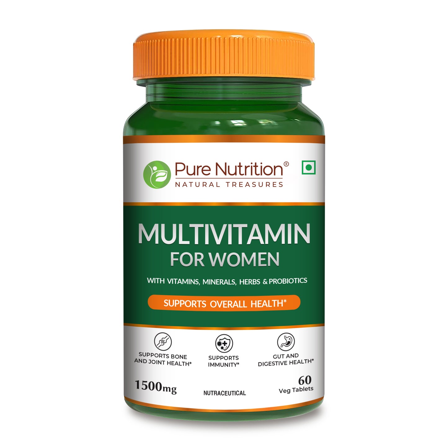 Pure Nutrition Multivitamin for Women with vitamins, minerals, herbs and probiotics, 60 veg tablets.