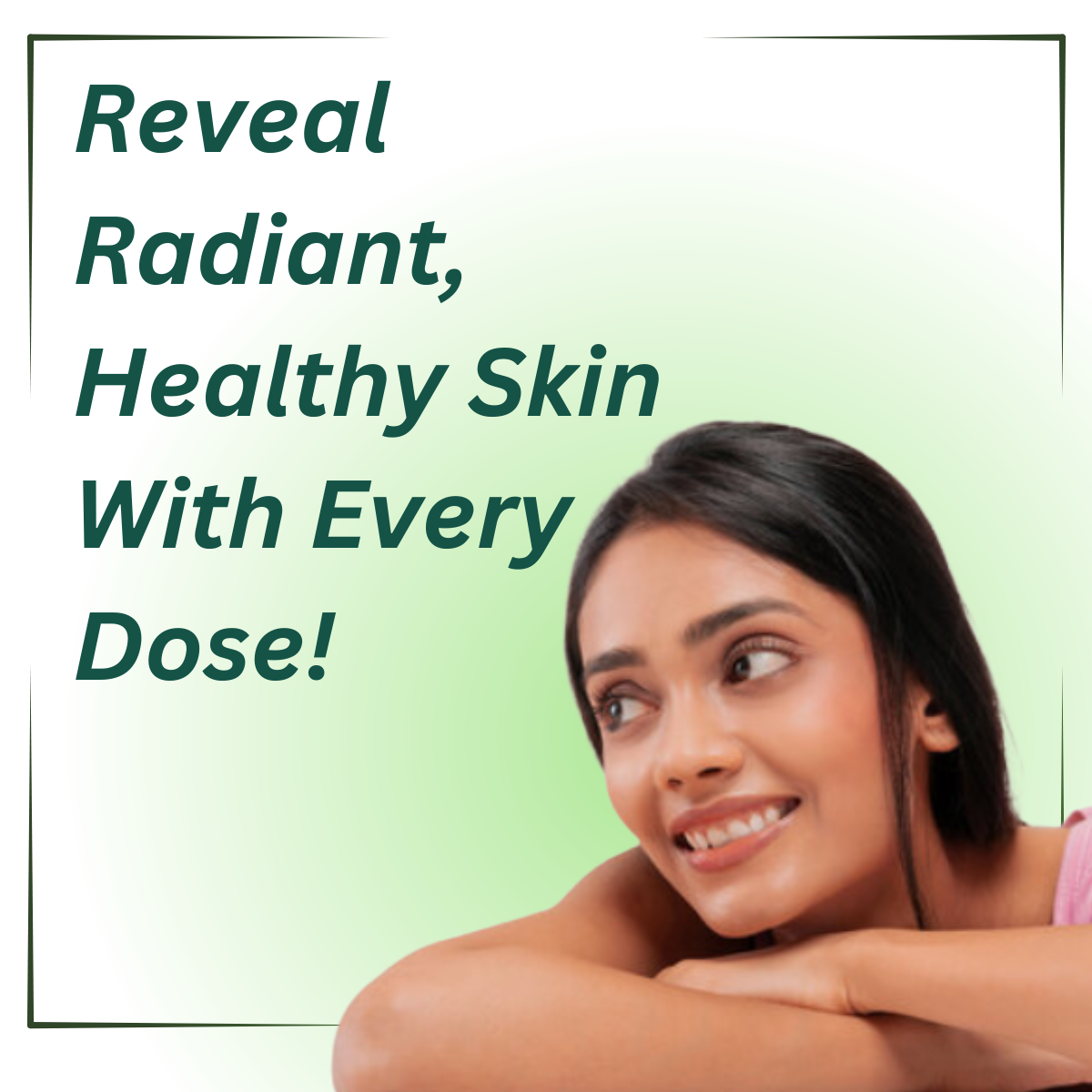 Smiling woman demonstrating how Pure Nutrition Saw Palmetto can help reveal radiant, healthy skin with every dose.