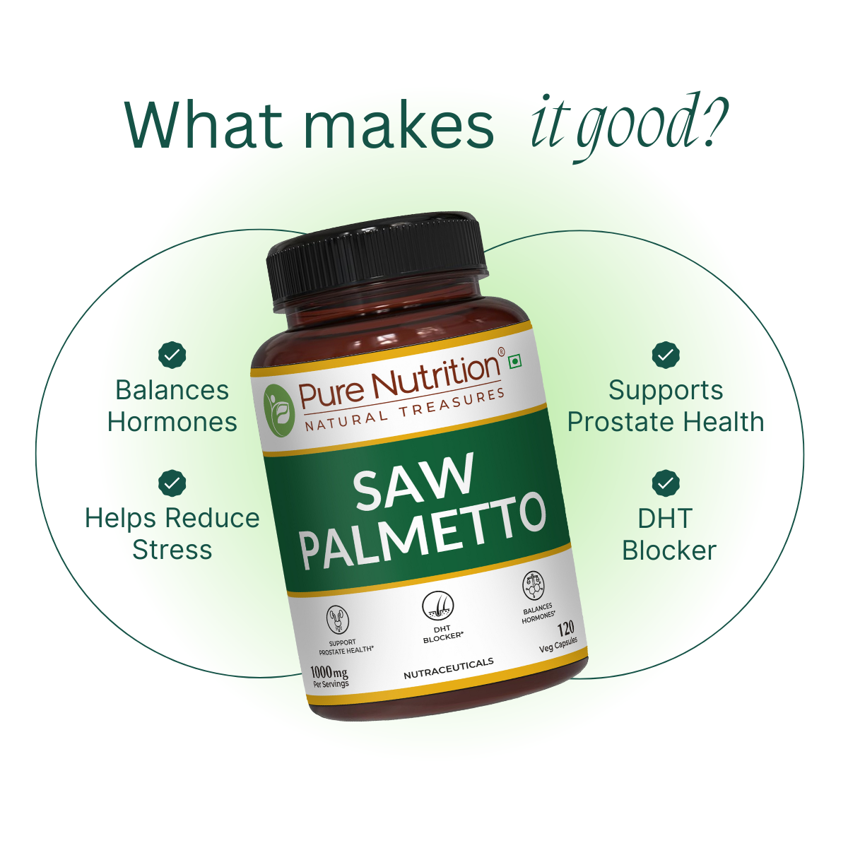 Saw Palmetto Supplement - 120 Veg Capsules | Supports Prostate Health, Hair Growth, and Urinary Function