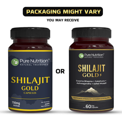 Shilajit Gold with Gokhru, Ashwagandha, Safed Musali, and Shatavari -Capsules | Supports Vitality and Wellness