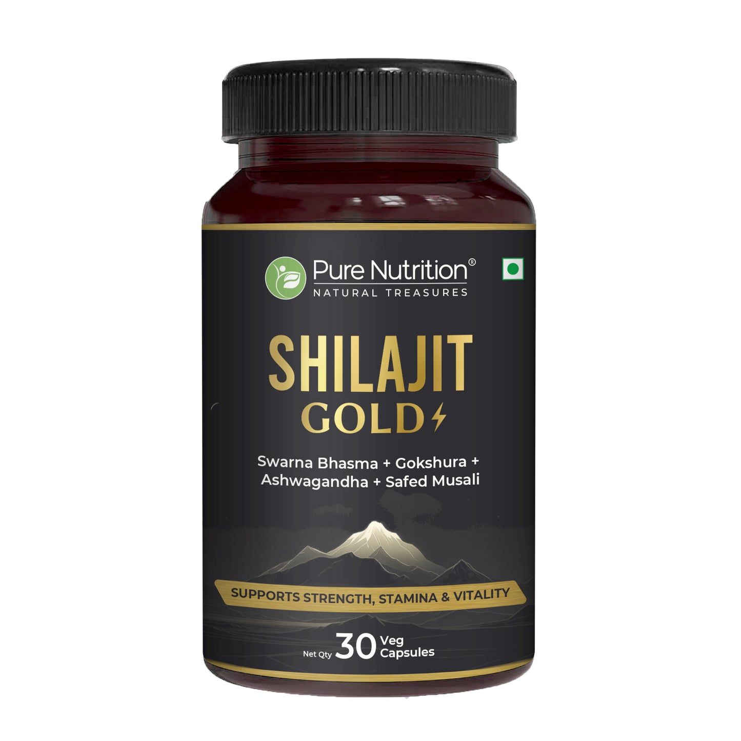 Shilajit Gold with Gokhru, Ashwagandha, Safed Musali, and Shatavari -Capsules | Supports Vitality and Wellness