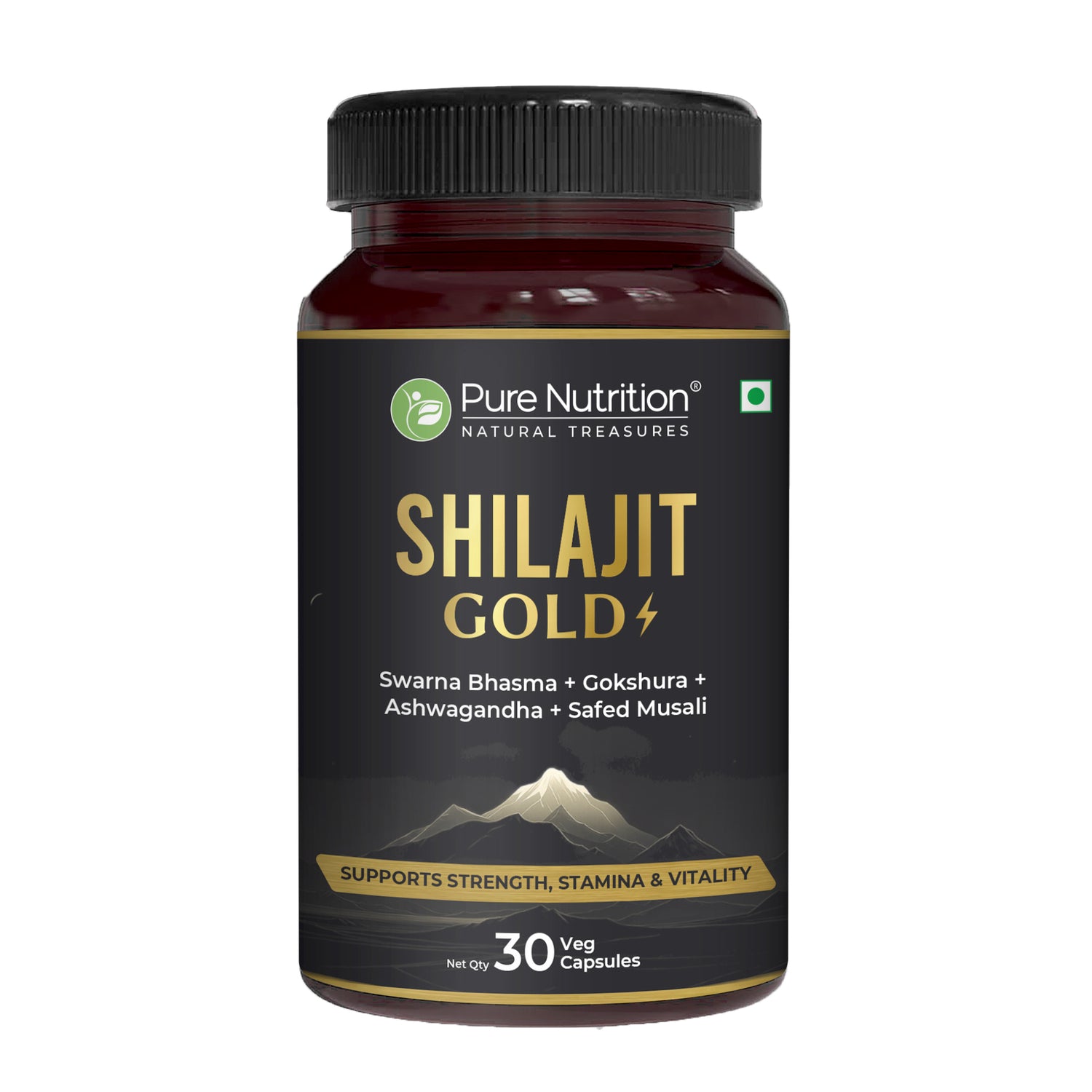 Shilajit Gold with Gokhru, Ashwagandha, Safed Musali, and Shatavari -Capsules | Supports Vitality and Wellness