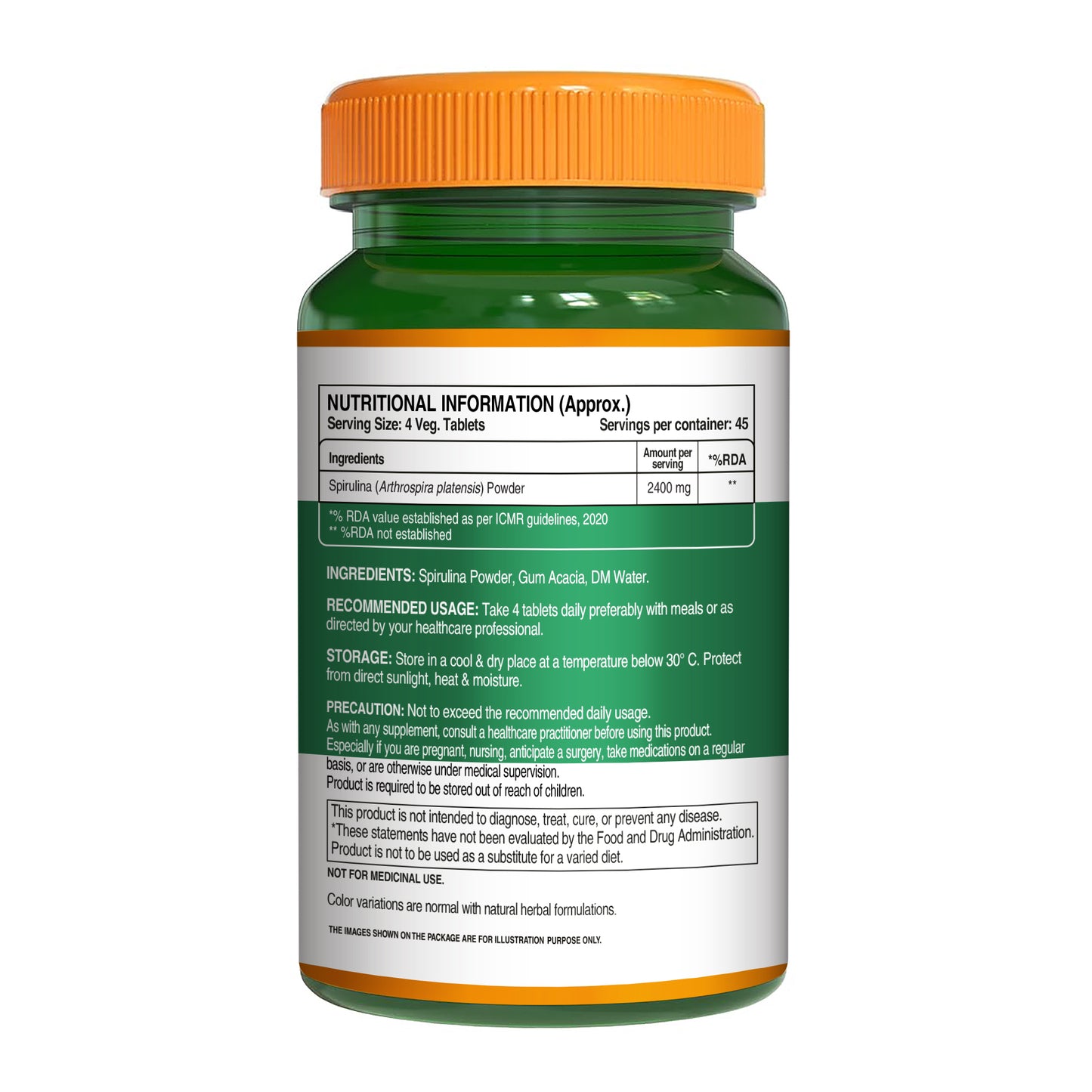 Spirulina Vegetarian Tablets – 180 Tablets