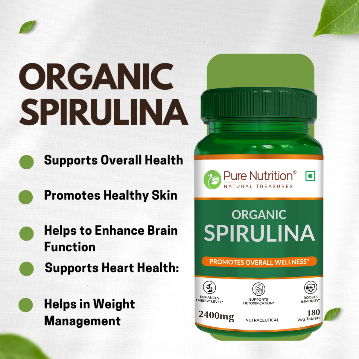 Spirulina Vegetarian Tablets – 180 Count