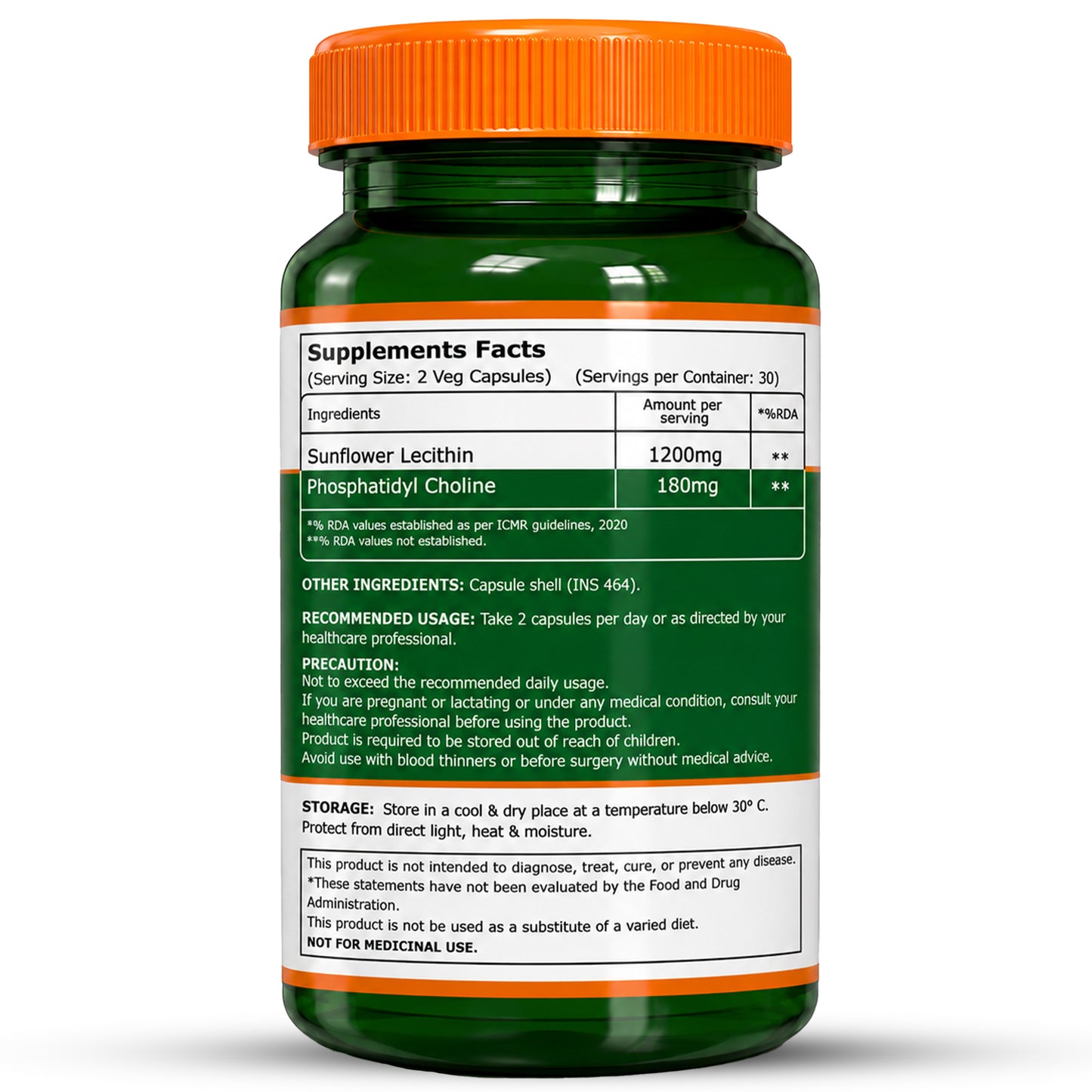 Sunflower Lecithin 1200mg | 60 Veg Capsules