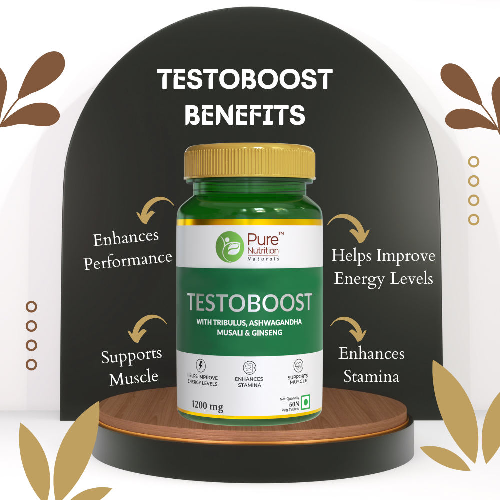 Testoboost with Tribulus, Ashwagandha, Musali & Ginseng - 60 Veg Tablets