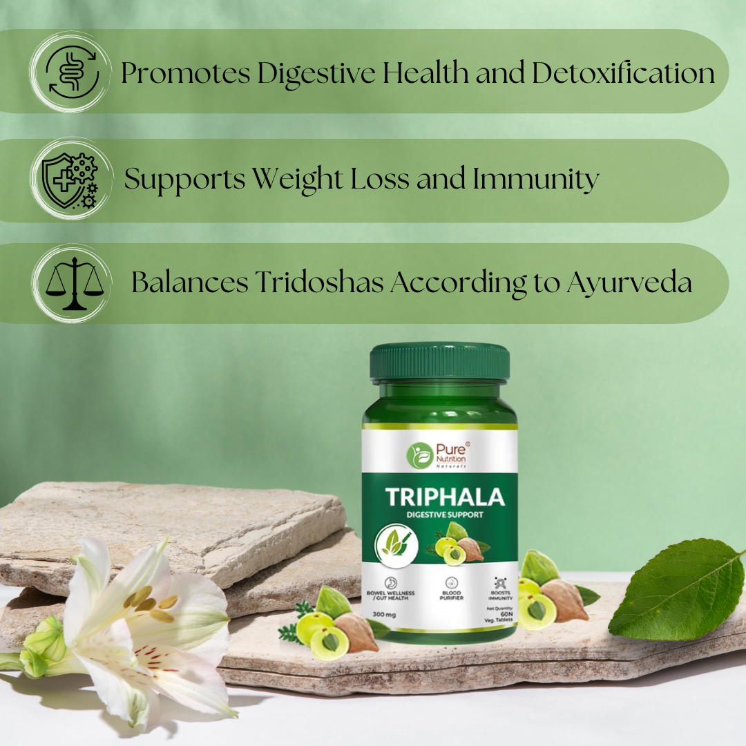 Triphala Extract Supplement for Digestion & Immunity - 60 Veg Tablets