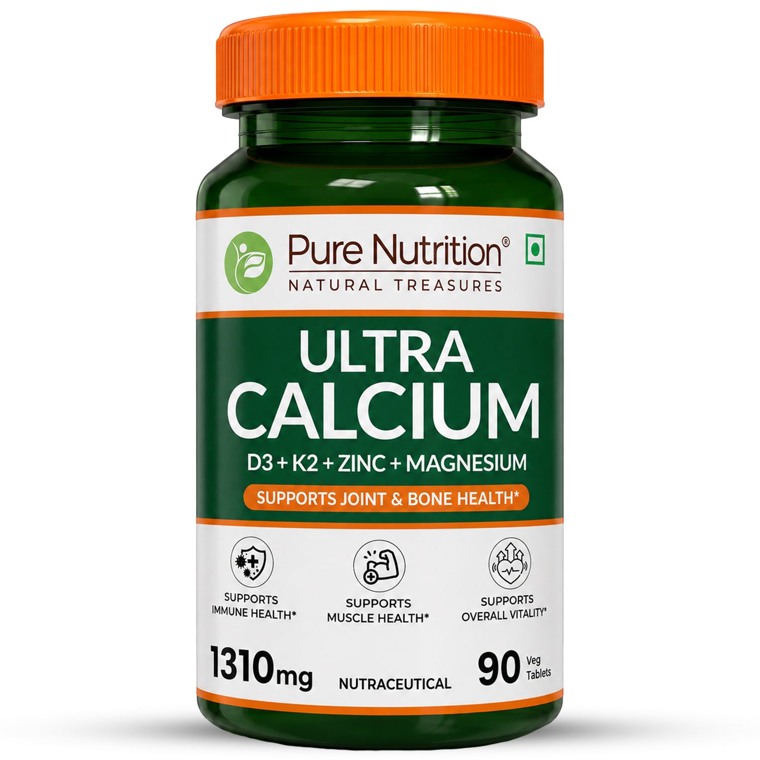 Ultra Calcium with D3, K2, Zinc & Magnesium – Complete Bone & Joint Formula| 90 Capsules