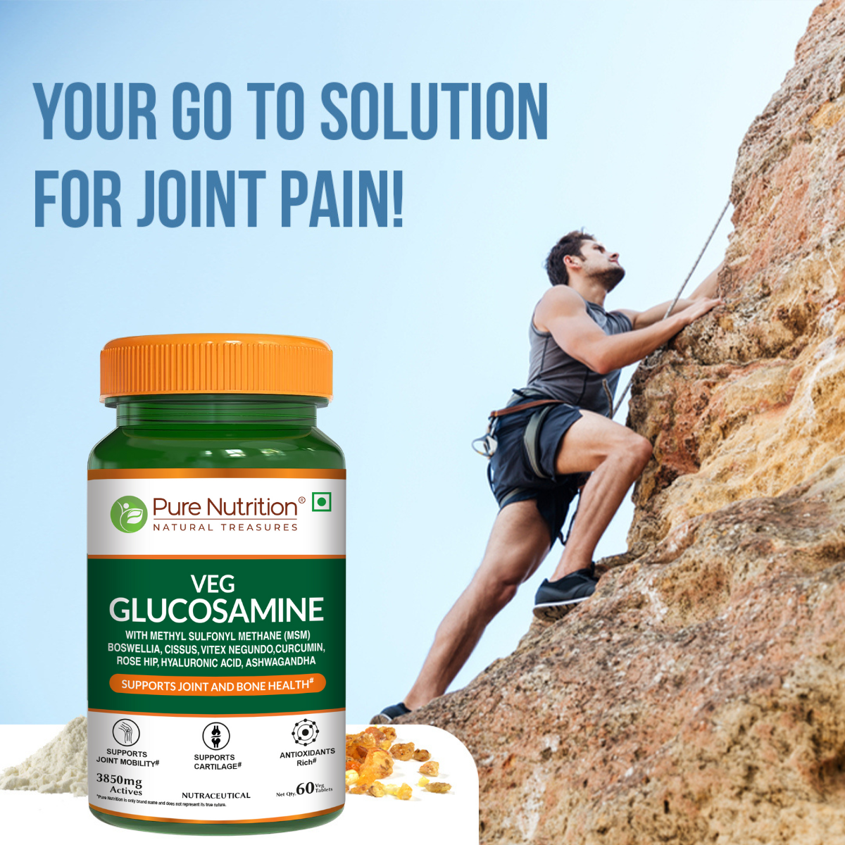 Veg Glucosamine with MSM – 60 Tablets