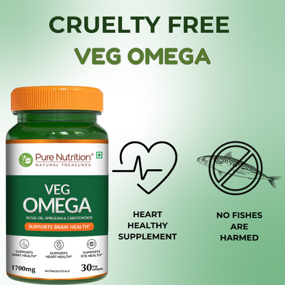 Veg Omega Supplement with Spirulina & Carotenoids 1700mg - 30 Capsules