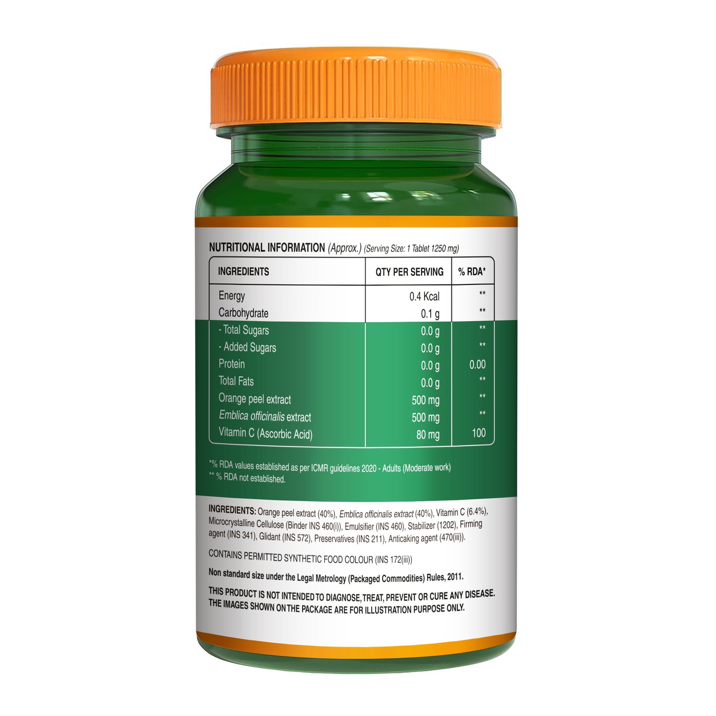 Vitamin C 1250 mg with Orange Peel & Amla Extract | 120 Veg Tablets