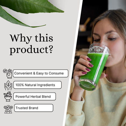 Woman drinking Noni Gold herbal juice showcasing its natural ingredients, easy consumption, herbal blend, and trusted quality.